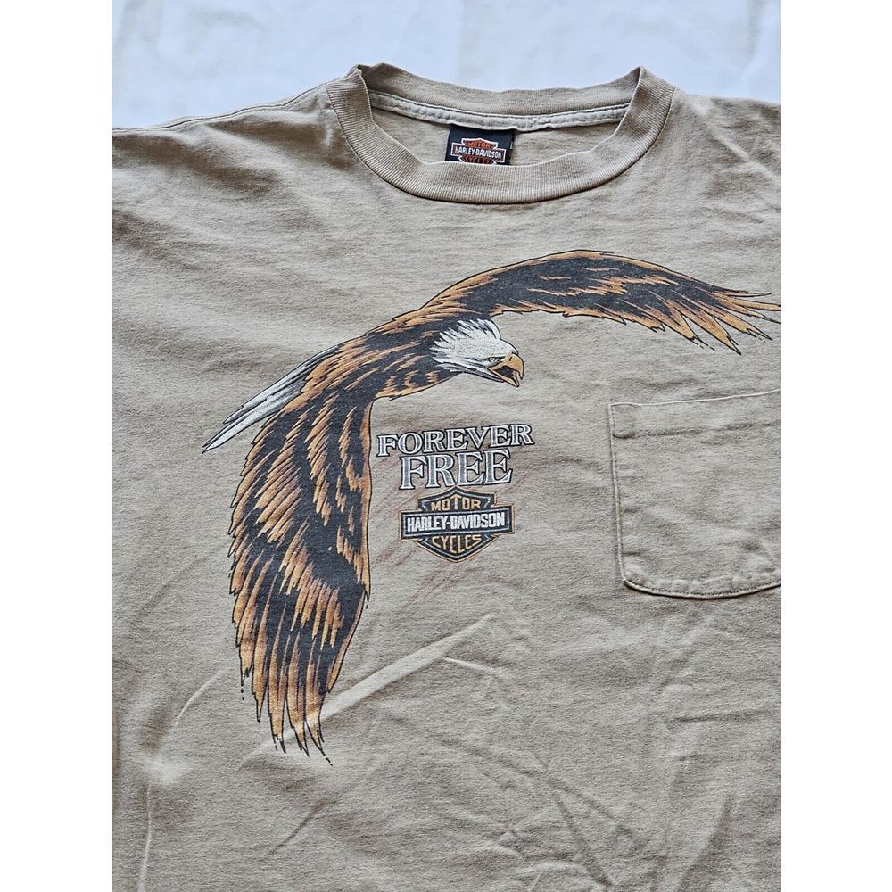 Vintage Harley Davidson Shirt Men Large Forever Free Bald‎ Eagle Baltimore MD